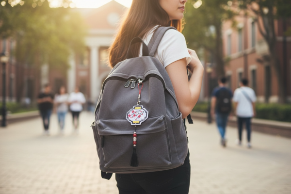 Amuleto bordado a punto de cruz de farolillo japonés hecho a mano