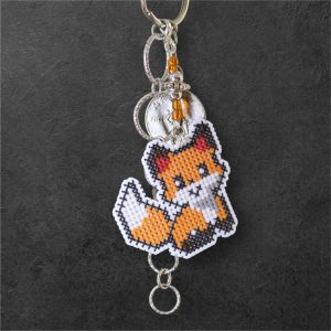 Amuleto bordado a punto de cruz del zorro del Principito hecho a mano