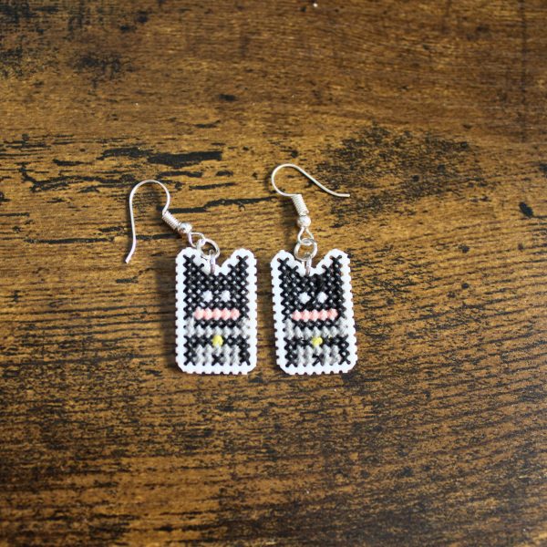 Mini pendientes punto de cruz batman - Pulpofante
