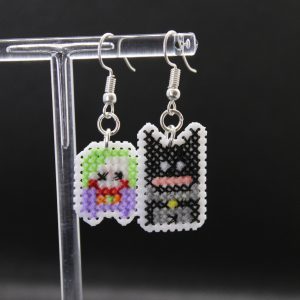 Mini pendientes batman y joker en punto de cruz - Pulpofante